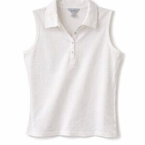 🦜OUTLINE Women's White Sleeveless Polo Top - LP